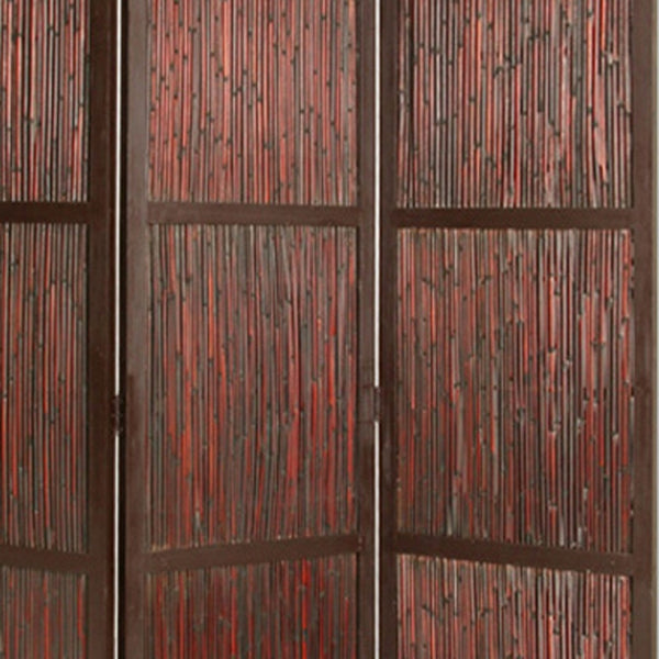 HomeRoots 60" Cherry Wood Folding Screen - Stylish Room Divider with Durable Bamboo Panels for Any Space 274880