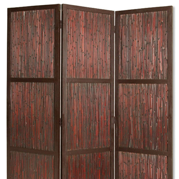 HomeRoots 60" Cherry Wood Folding Screen - Stylish Room Divider with Durable Bamboo Panels for Any Space 274880