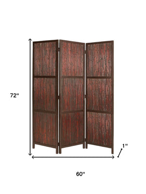 HomeRoots 60" Cherry Wood Folding Screen - Stylish Room Divider with Durable Bamboo Panels for Any Space 274880