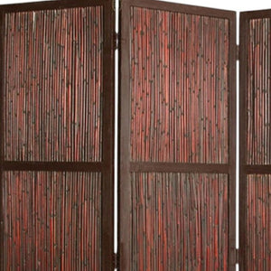 HomeRoots 60" Cherry Wood Folding Screen - Stylish Room Divider with Durable Bamboo Panels for Any Space 274880