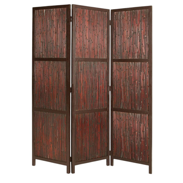 HomeRoots 60" Cherry Wood Folding Screen - Stylish Room Divider with Durable Bamboo Panels for Any Space 274880