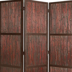 HomeRoots 60" Cherry Wood Folding Screen - Stylish Room Divider with Durable Bamboo Panels for Any Space 274880
