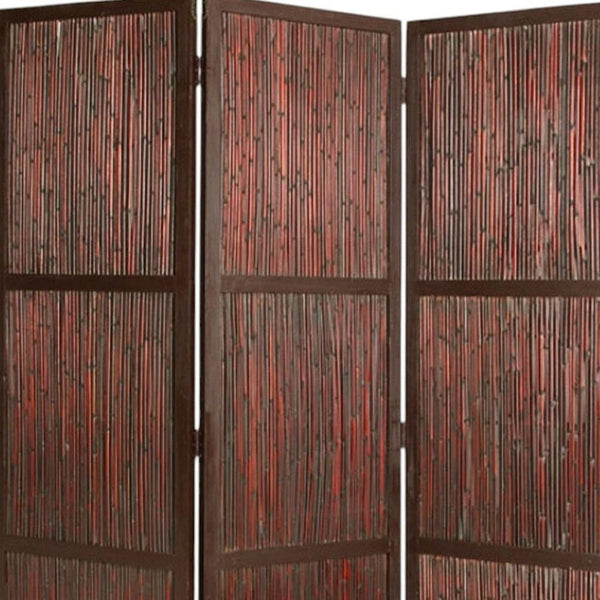 HomeRoots 60" Cherry Wood Folding Screen - Stylish Room Divider with Durable Bamboo Panels for Any Space 274880