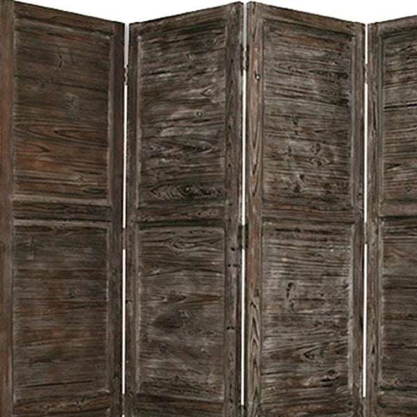 HomeRoots 76" Elegant Four-Panel Wooden Screen - Handcrafted Cedar Divider for Stylish Home Décor & Privacy Black 274881