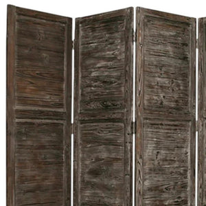 HomeRoots 76" Elegant Four-Panel Wooden Screen - Handcrafted Cedar Divider for Stylish Home Décor & Privacy Black 274881