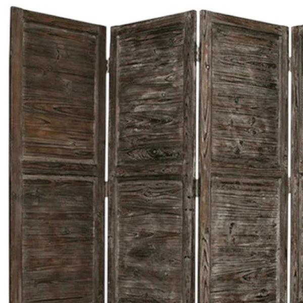 HomeRoots 76" Elegant Four-Panel Wooden Screen - Handcrafted Cedar Divider for Stylish Home Décor & Privacy Black 274881