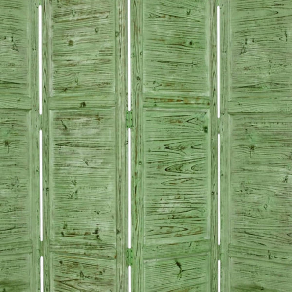 HomeRoots 76" Elegant Four-Panel Wooden Screen - Handcrafted Cedar Divider for Stylish Home Décor & Privacy Green 274882