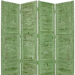 HomeRoots 76" Elegant Four-Panel Wooden Screen - Handcrafted Cedar Divider for Stylish Home Décor & Privacy Green 274882