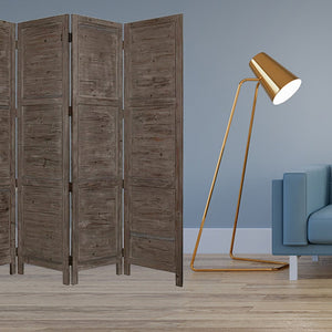 HomeRoots 76" Elegant Four-Panel Wooden Screen - Handcrafted Cedar Divider for Stylish Home Décor & Privacy Gray 274883