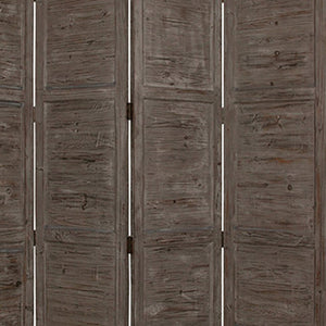 HomeRoots 76" Elegant Four-Panel Wooden Screen - Handcrafted Cedar Divider for Stylish Home Décor & Privacy Gray 274883