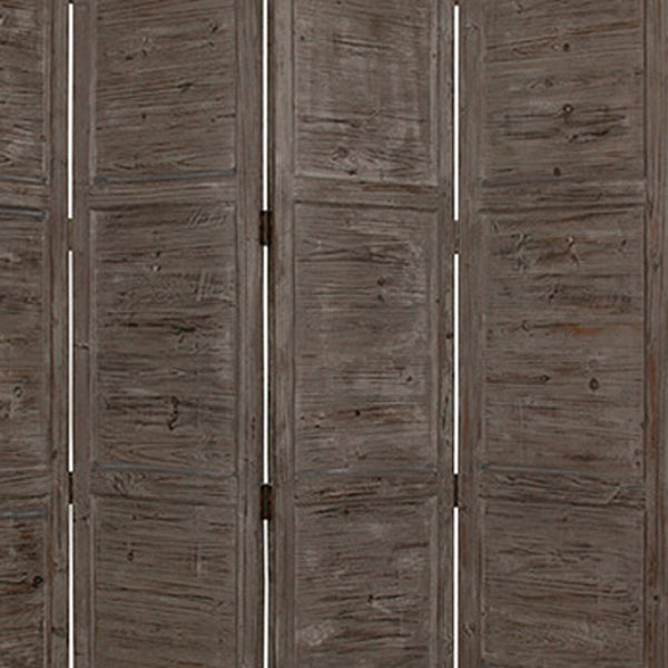 HomeRoots 76" Elegant Four-Panel Wooden Screen - Handcrafted Cedar Divider for Stylish Home Décor & Privacy Gray 274883