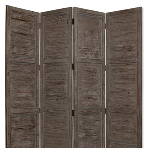 HomeRoots 76" Elegant Four-Panel Wooden Screen - Handcrafted Cedar Divider for Stylish Home Décor & Privacy Gray 274883
