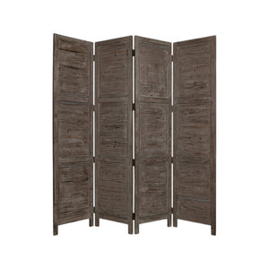 HomeRoots 76" Elegant Four-Panel Wooden Screen - Handcrafted Cedar Divider for Stylish Home Décor & Privacy Gray 274883