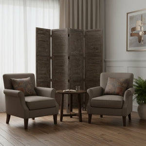 HomeRoots 76" Elegant Four-Panel Wooden Screen - Handcrafted Cedar Divider for Stylish Home Décor & Privacy Gray 274883