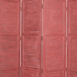 HomeRoots 76" Elegant Four-Panel Wooden Screen - Handcrafted Cedar Divider for Stylish Home Décor & Privacy Red 274884
