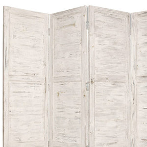 HomeRoots 76" Elegant Four-Panel Wooden Screen - Handcrafted Cedar Divider for Stylish Home Décor & Privacy White 274885