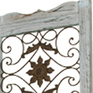 HomeRoots 76" Four-Panel Wood Screen - Handcrafted Room Divider with Vintage Charm for Any Interior Style Blue 274887