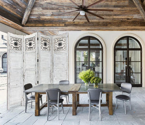 Homeroots Gray Wash 4 Panel With Scroll Work Room Divider Screen White Wood 274888