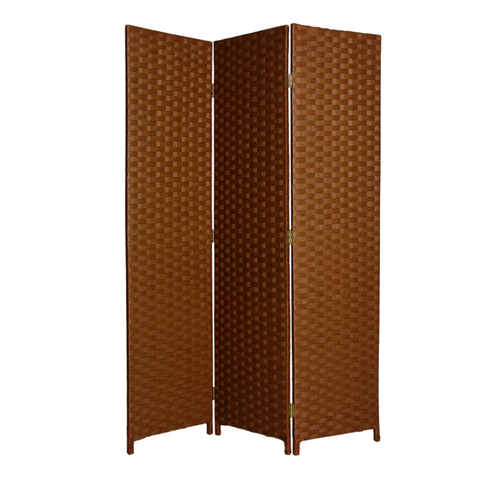 Homeroots 54" X 72" Dark Brown Wood  3 Panel Screen Dark Brown Wood 274891