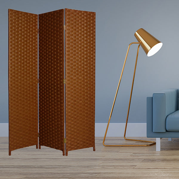 Homeroots 54" X 72" Dark Brown Wood  3 Panel Screen Dark Brown Wood 274891