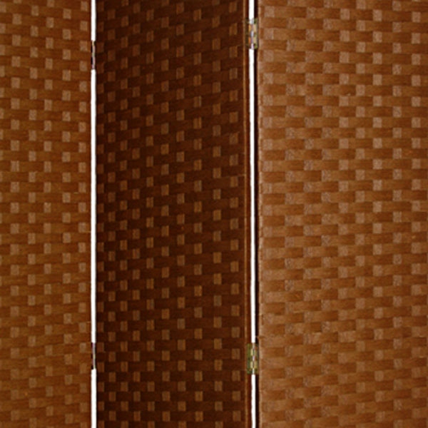 HomeRoots 54" X 72" Rustic Wood 3-Panel Screen - Handcrafted Privacy Divider for Elegant Room Accents Dark Brown 274891