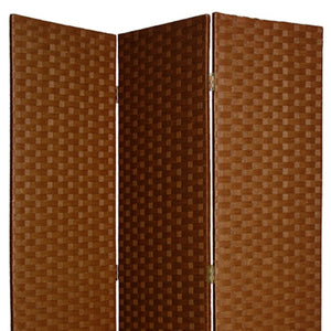 HomeRoots 54" X 72" Rustic Wood 3-Panel Screen - Handcrafted Privacy Divider for Elegant Room Accents Dark Brown 274891