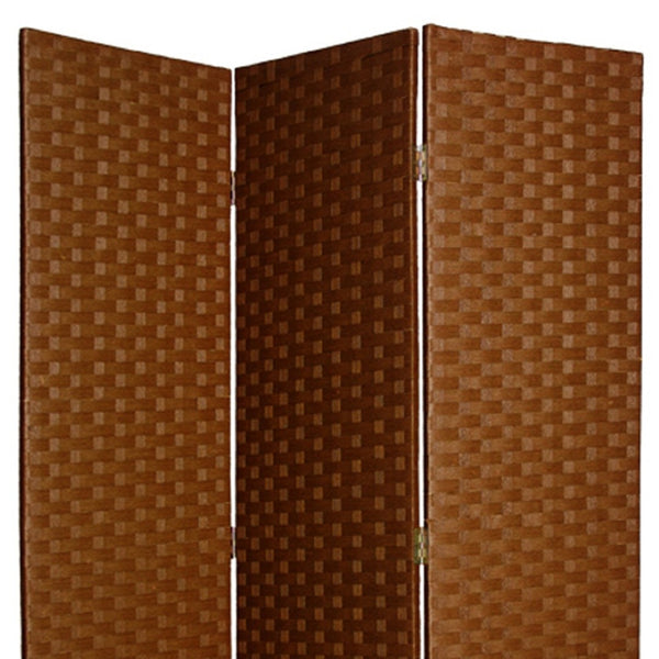 HomeRoots 54" X 72" Rustic Wood 3-Panel Screen - Handcrafted Privacy Divider for Elegant Room Accents Dark Brown 274891