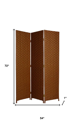 HomeRoots 54" X 72" Rustic Wood 3-Panel Screen - Handcrafted Privacy Divider for Elegant Room Accents Dark Brown 274891