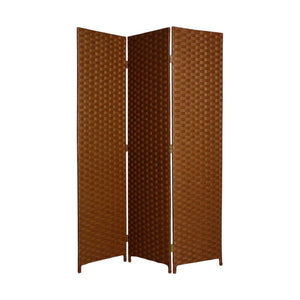 HomeRoots 54" X 72" Rustic Wood 3-Panel Screen - Handcrafted Privacy Divider for Elegant Room Accents Dark Brown 274891