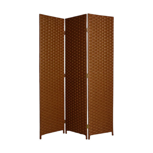 HomeRoots 54" X 72" Rustic Wood 3-Panel Screen - Handcrafted Privacy Divider for Elegant Room Accents Dark Brown 274891