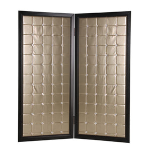 Homeroots 59" X 67" Gold Wood & Fabric  Screen  Wood 274894