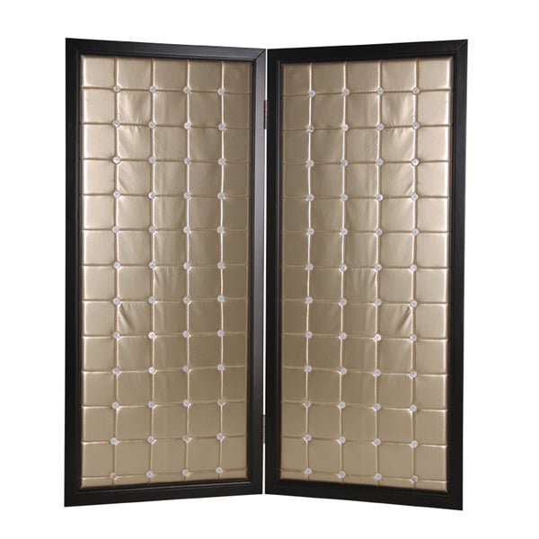 Homeroots 59" X 67" Gold Wood & Fabric  Screen  Wood 274894