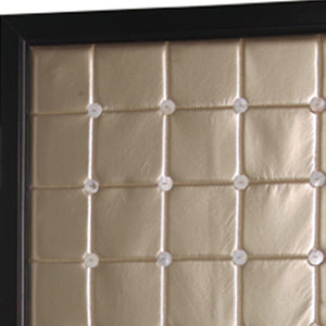HomeRoots 59" Elegant Gold Fabric Room Screen with Black Wood Frame - Stylish Privacy Divider & Accent Piece 274894