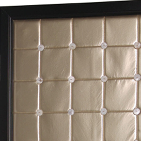 HomeRoots 59" Elegant Gold Fabric Room Screen with Black Wood Frame - Stylish Privacy Divider & Accent Piece 274894