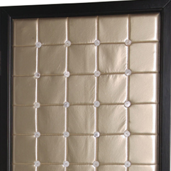 HomeRoots 59" Elegant Gold Fabric Room Screen with Black Wood Frame - Stylish Privacy Divider & Accent Piece 274894