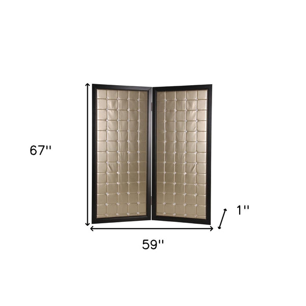 HomeRoots 59" Elegant Gold Fabric Room Screen with Black Wood Frame - Stylish Privacy Divider & Accent Piece 274894