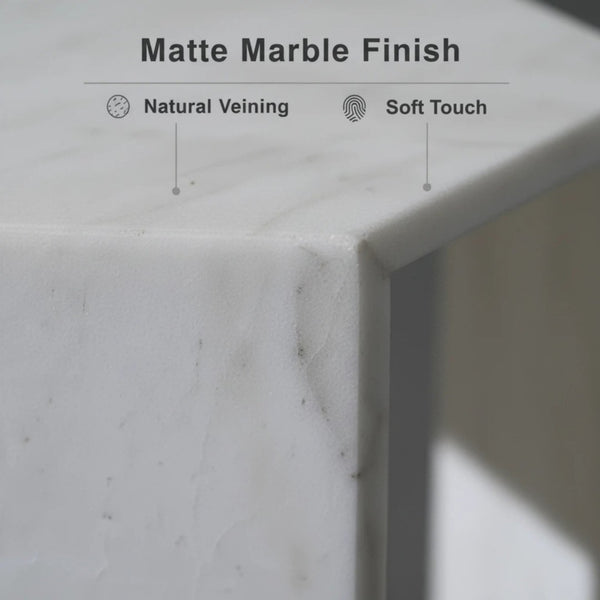 English Elm Genuine Solid Marble Hexagonal Pedestal End Table Polished Stone for Modern Living White W1696P407996