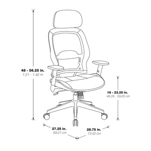 OSP Home Furnishings Professional Air Grid Ergonomic Office Chair with Lumbar Support and Bonded Leather Seat 57906E