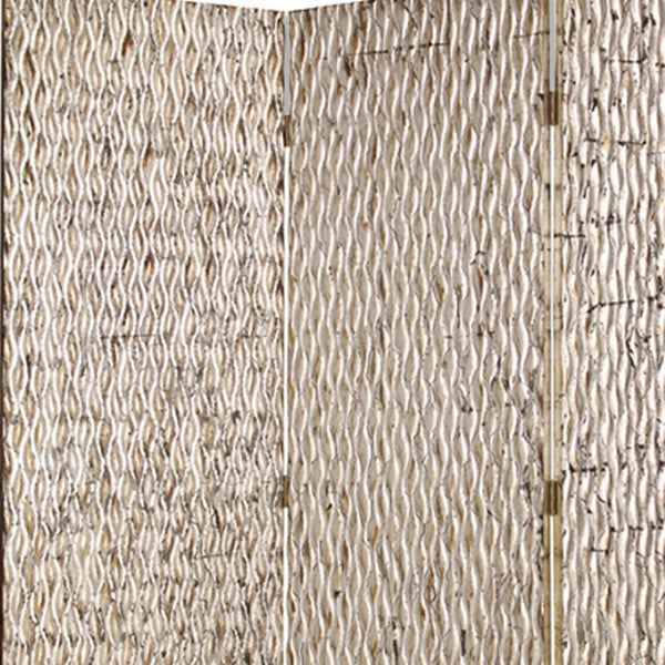HomeRoots 63" Three-Panel Folding Screen - Vintage Charm Meets Modern Style for Elegant Room Division & Privacy Silver 274900