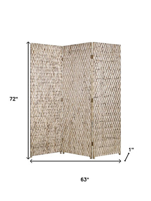 HomeRoots 63" Three-Panel Folding Screen - Vintage Charm Meets Modern Style for Elegant Room Division & Privacy Silver 274900