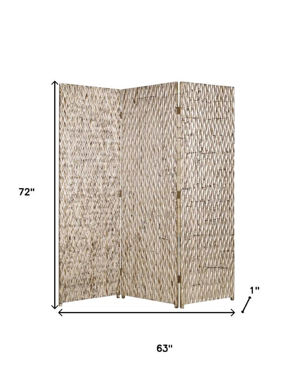 HomeRoots 63" Three-Panel Folding Screen - Vintage Charm Meets Modern Style for Elegant Room Division & Privacy Silver 274900