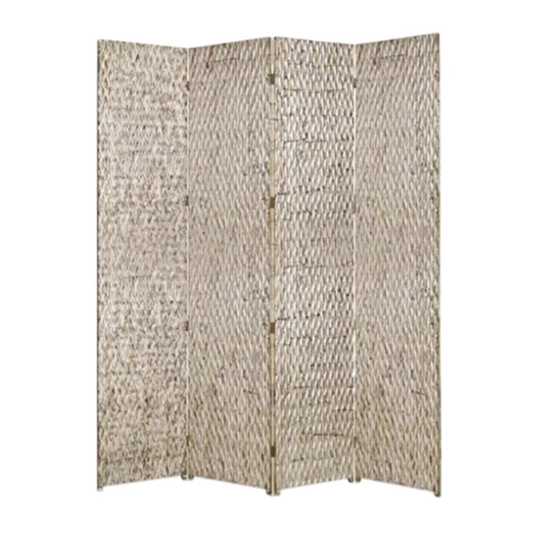 HomeRoots 84" Elegant Wood Room Screen - Four-Panel Decorative Divider for Privacy and Stylish Décor Solutions Silver 274901
