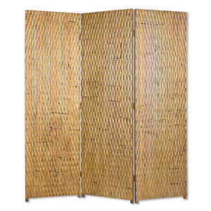 Homeroots 63" X 72" Gold Wood 3 Panel  Screen Gold Wood 274902