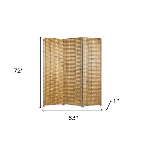 HomeRoots 63" Three-Panel Folding Screen - Vintage Charm Meets Modern Style for Elegant Room Division & Privacy Gold 274902