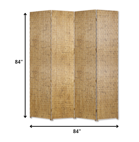 Homeroots 84" X 84" Gold Wood  Screen Gold Wood 274903