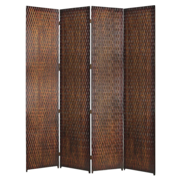 HomeRoots 84" Elegant Wood Room Screen - Four-Panel Decorative Divider for Privacy and Stylish Décor Solutions Brown 274905