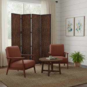 HomeRoots 84" Elegant Wood Room Screen - Four-Panel Decorative Divider for Privacy and Stylish Décor Solutions Brown 274905