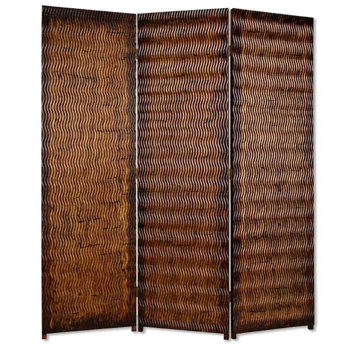 Homeroots 63" X 72" Brown Wood 3 Panel  Screen  Wood 274906