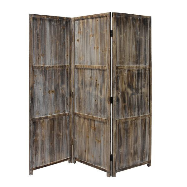 Homeroots 1" X 63" X 72" Brown 3 Panel Solid Wood Fortress  Screen  Wood 274909