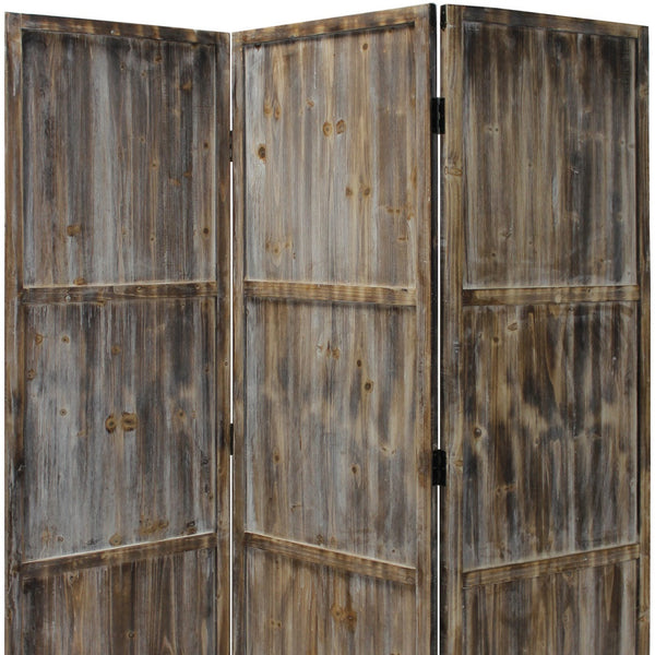 Homeroots 1" X 63" X 72" Brown 3 Panel Solid Wood Fortress  Screen  Wood 274909